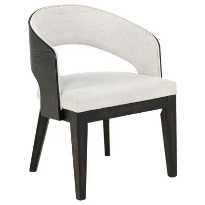 Leandro Black Curved & Cream Fabric Dining Chairs ( Set of 2 )