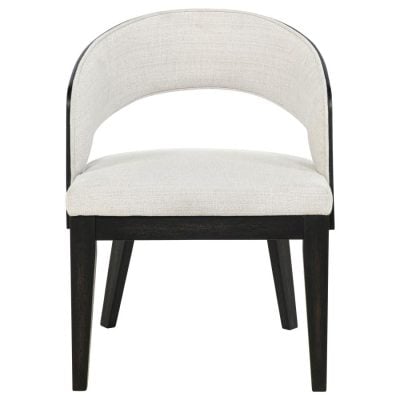 Leandro Black Curved & Cream Fabric Dining Chairs ( Set of 2 )