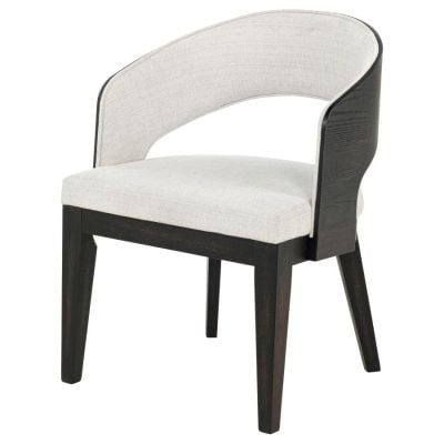 Leandro Black Curved & Cream Fabric Dining Chairs ( Set of 2 )