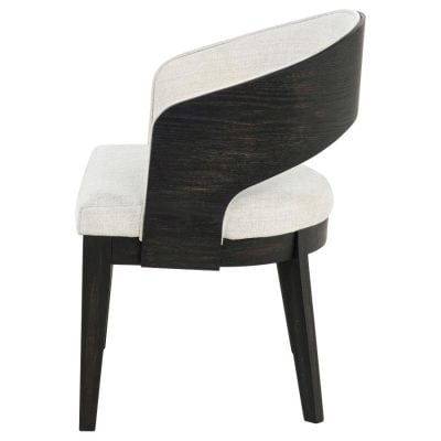 Leandro Black Curved & Cream Fabric Dining Chairs ( Set of 2 )