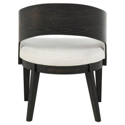 Leandro Black Curved & Cream Fabric Dining Chairs ( Set of 2 )