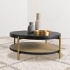 Arini Round Black & Rattan Coffee Table