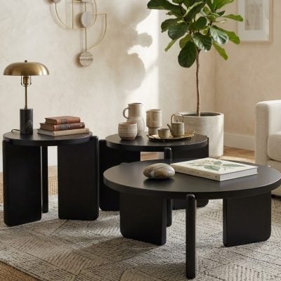 Cordova 3 Pc Solid Wood Black Round Table Set