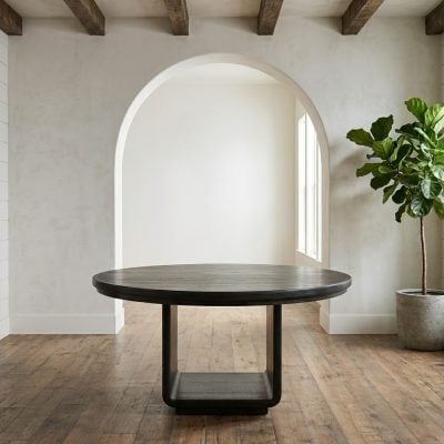 Black round dining table