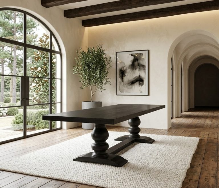 Phelps Double Pedestal Black Extendable Dining Table