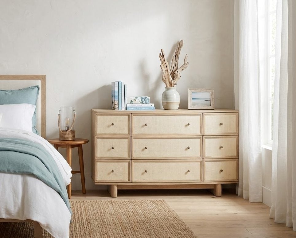 Kailani 9 Drawer Beige Oak Dresser
