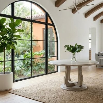 Trofello Natural Wood White Washed Dining Table