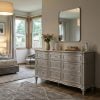 Evangeline 9 Drawer Silver Oak Wood Dresser
