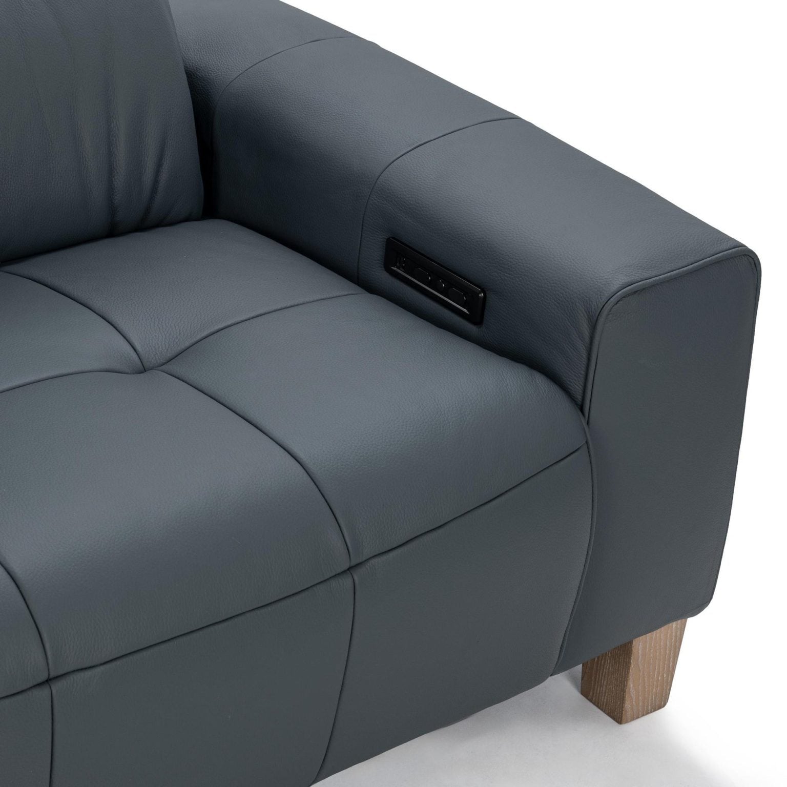 Alea Top Grain Blue Leather Dual Recliner Sofa