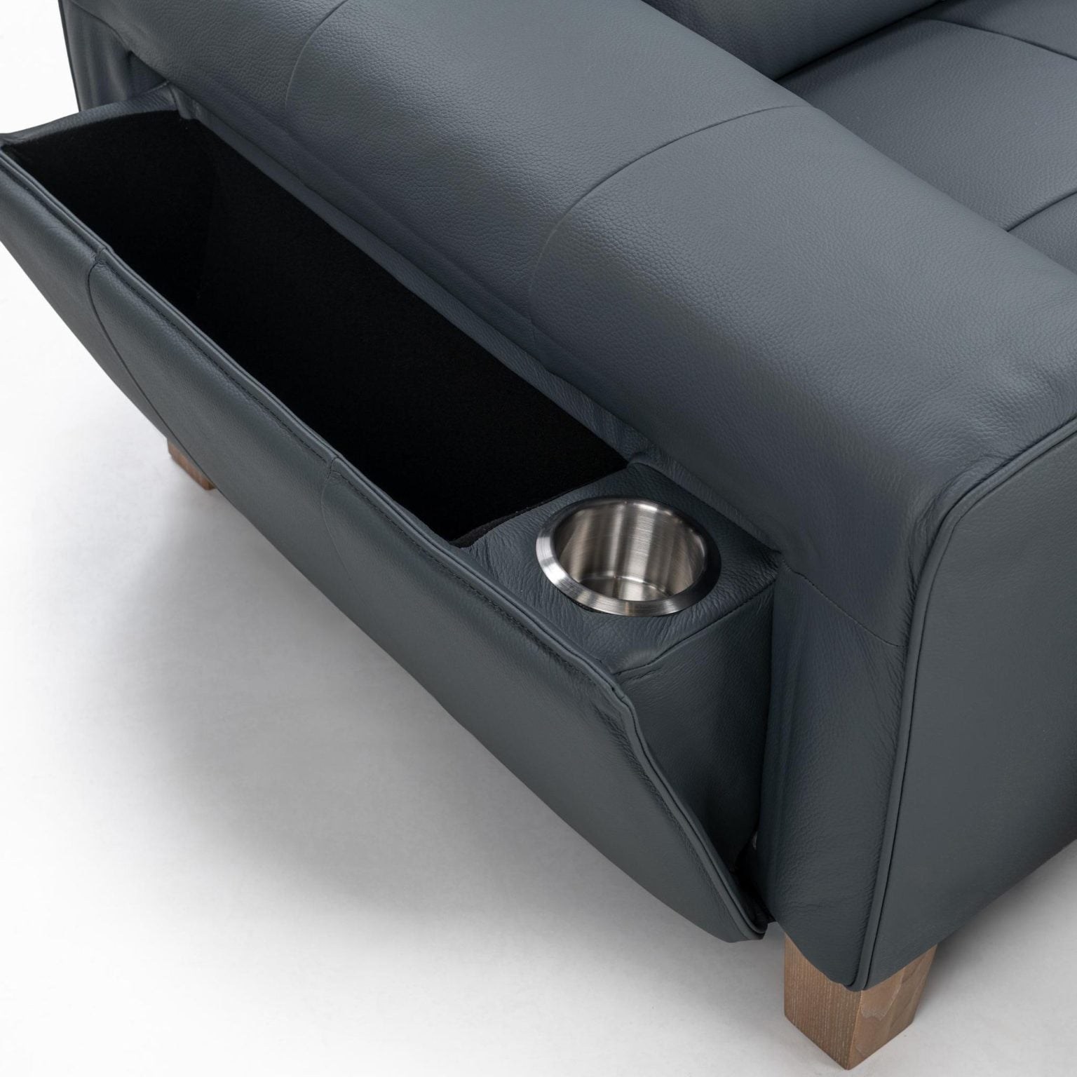 Alea Top Grain Blue Leather Dual Recliner Sofa