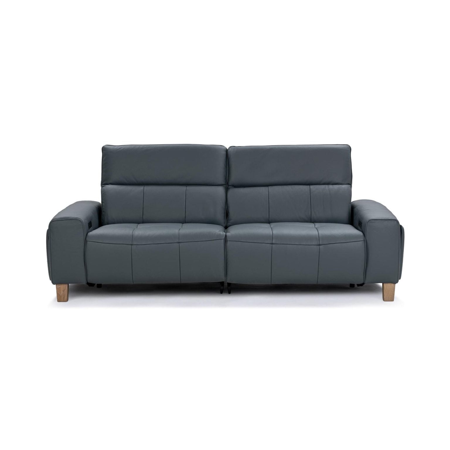 Alea Top Grain Blue Leather Dual Recliner Sofa