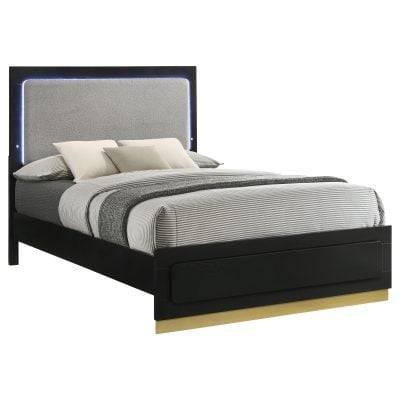 Alternative view of Caraway Black Wood Bed With LED