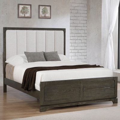 Alternative view of Gran Wood Bed With Upholstered Panel Headboard Bed