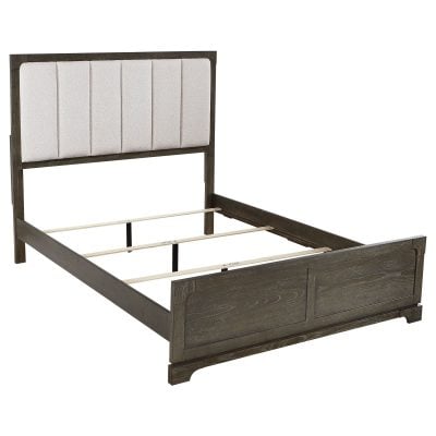 Gran Wood Bed With Upholstered Panel Headboard Bed