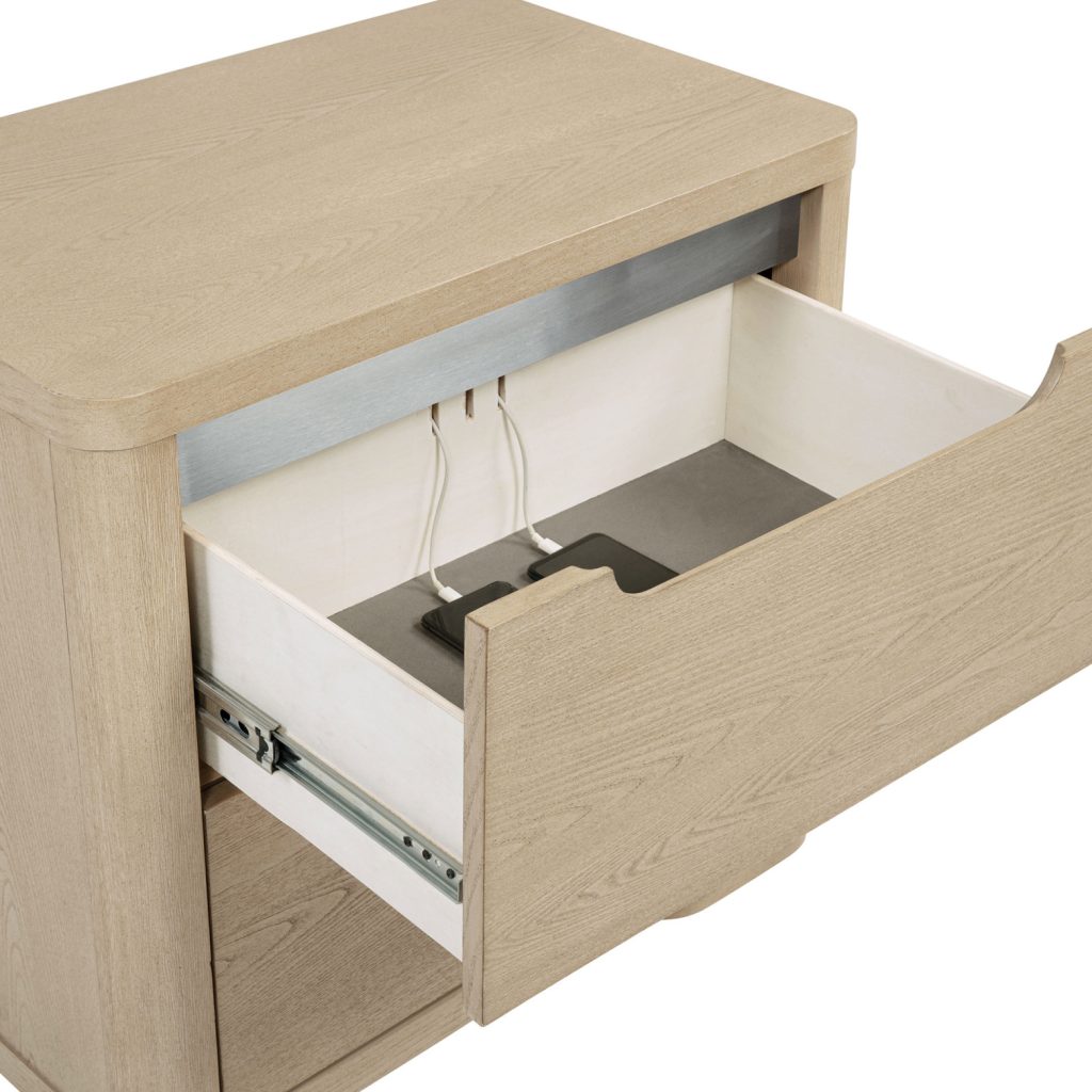 Ladera 2 Drawer Contemporary Light Wood Nightstand - Image 5