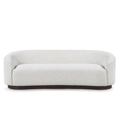 Beverly Curved Gray Sofa with Solid Wood Base