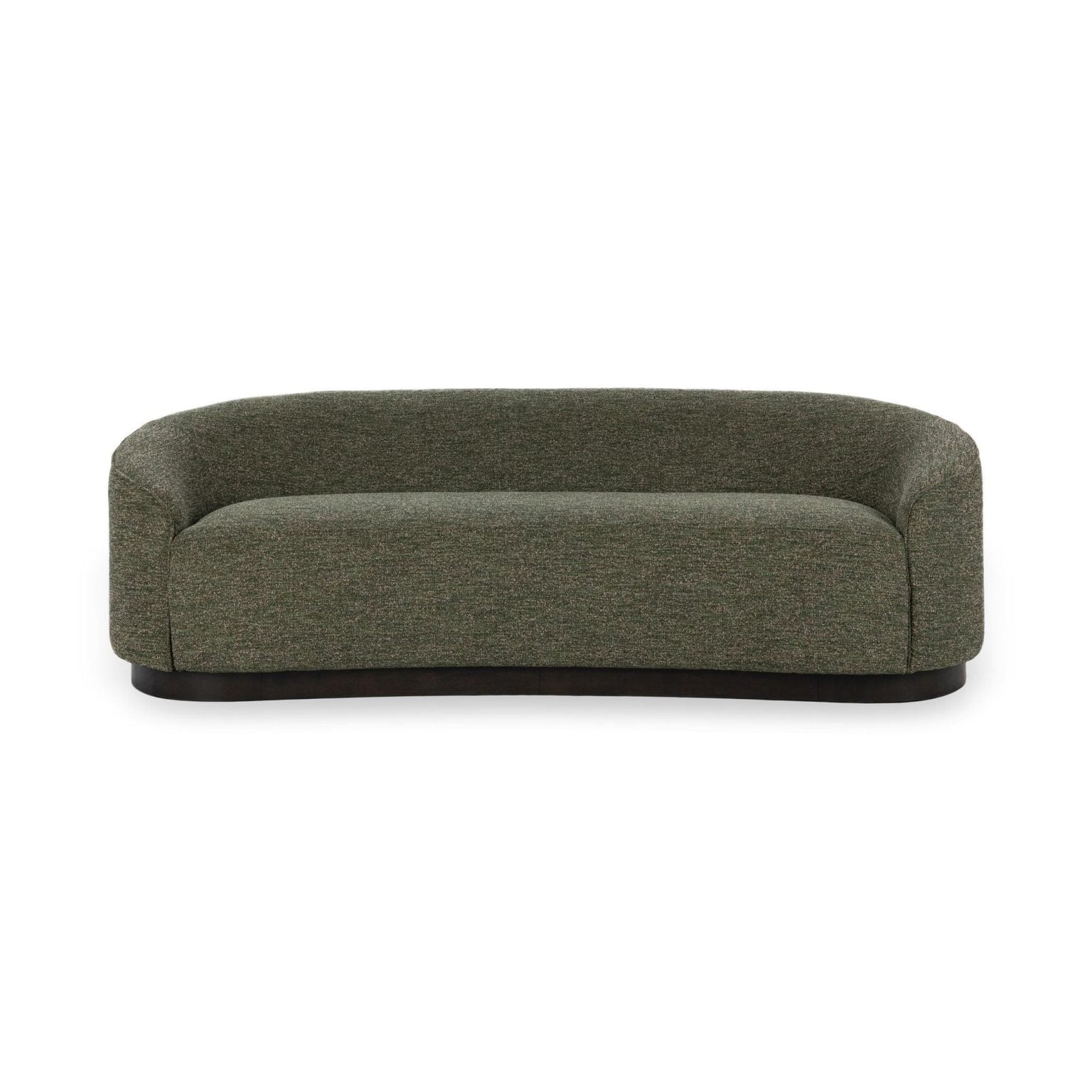 Beverly Curved Green Sofa with Solid Wood Base