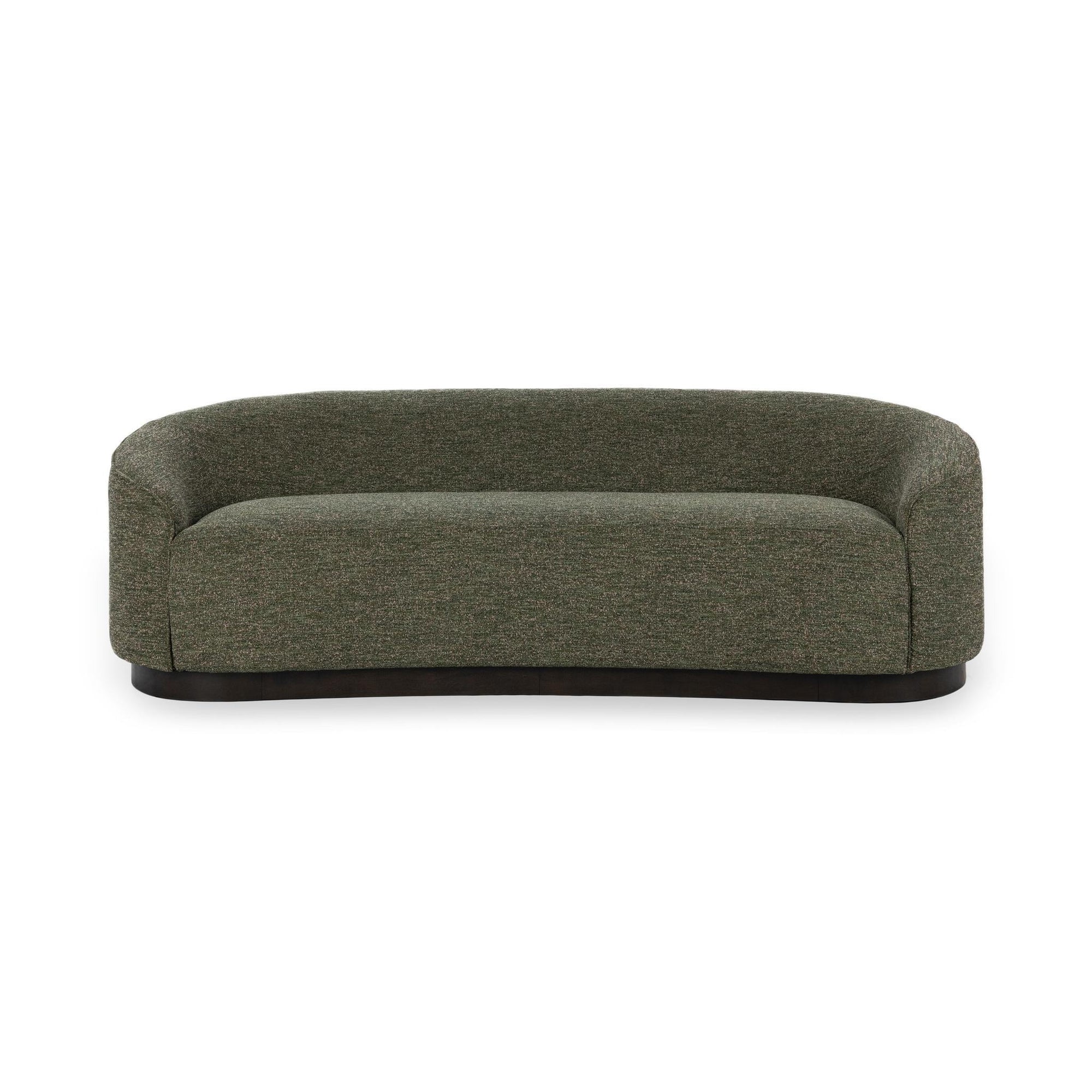 Beverly Curved Green Sofa with Solid Wood Base