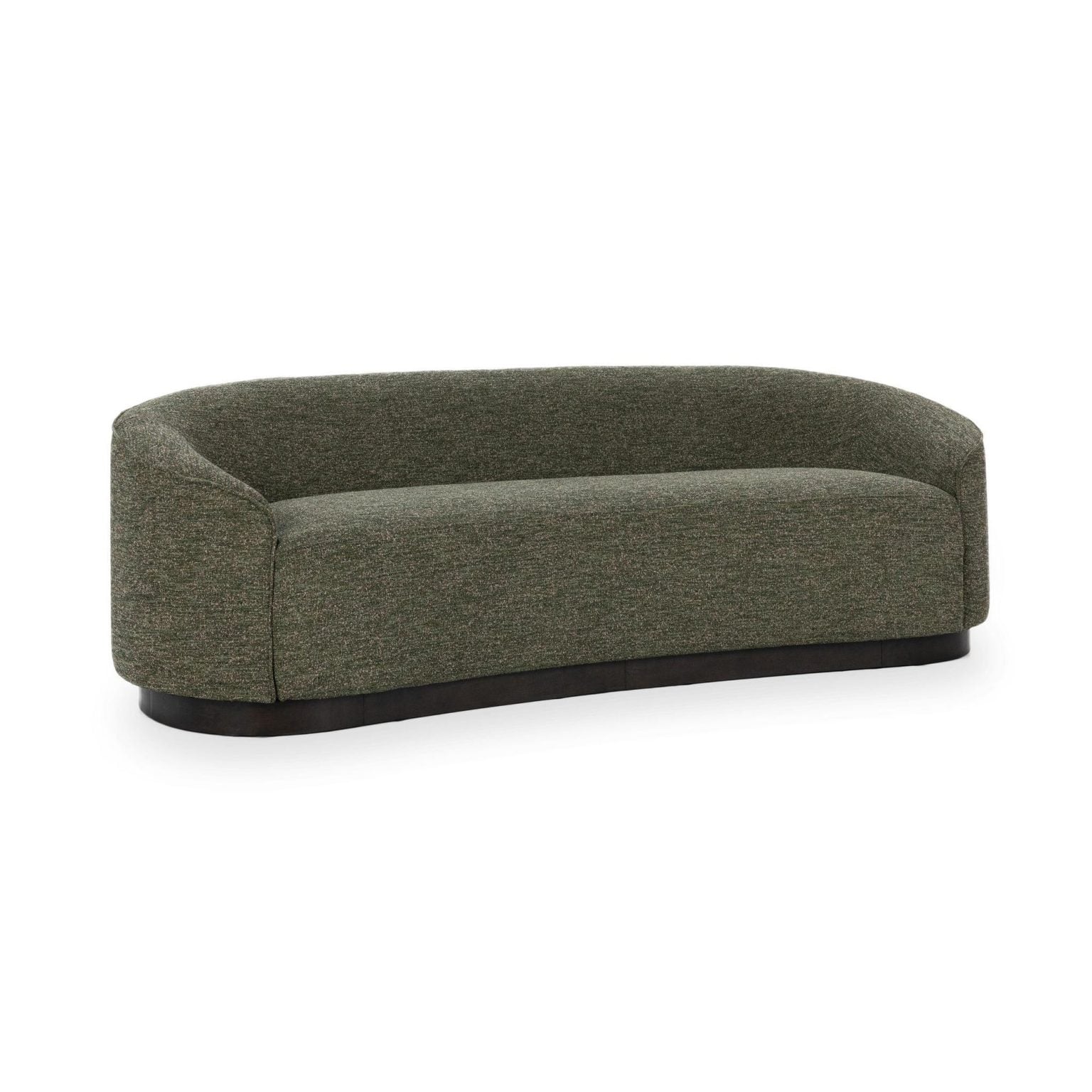 Beverly Curved Green Sofa with Solid Wood Base