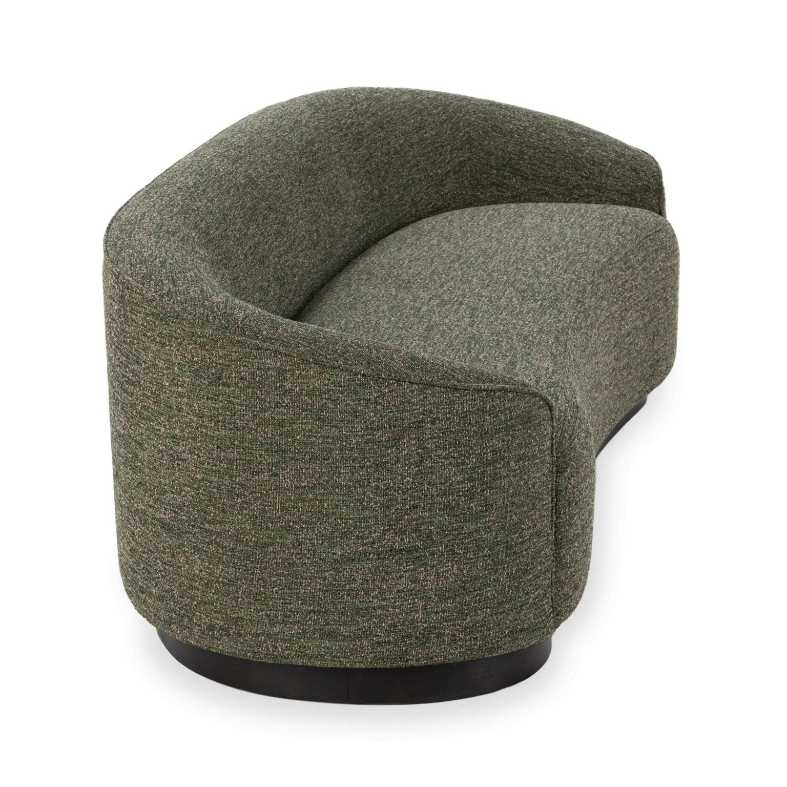 Beverly Curved Green Sofa with Solid Wood Base