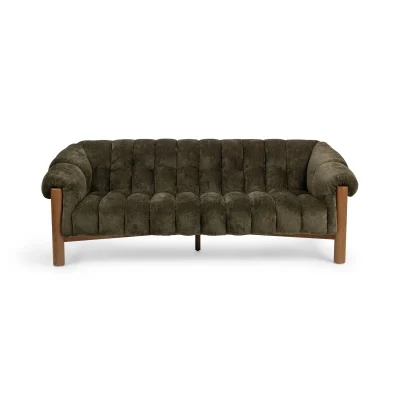 Sansa Olive Green Plush Soft Velvet Sofa
