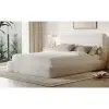 Elora Upholstered Platform Bed in Off White Chenille