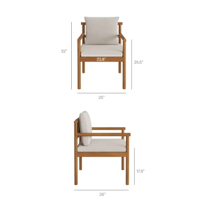 Eleni 7 Piece Outdoor Patio Teak Wood Dining Set