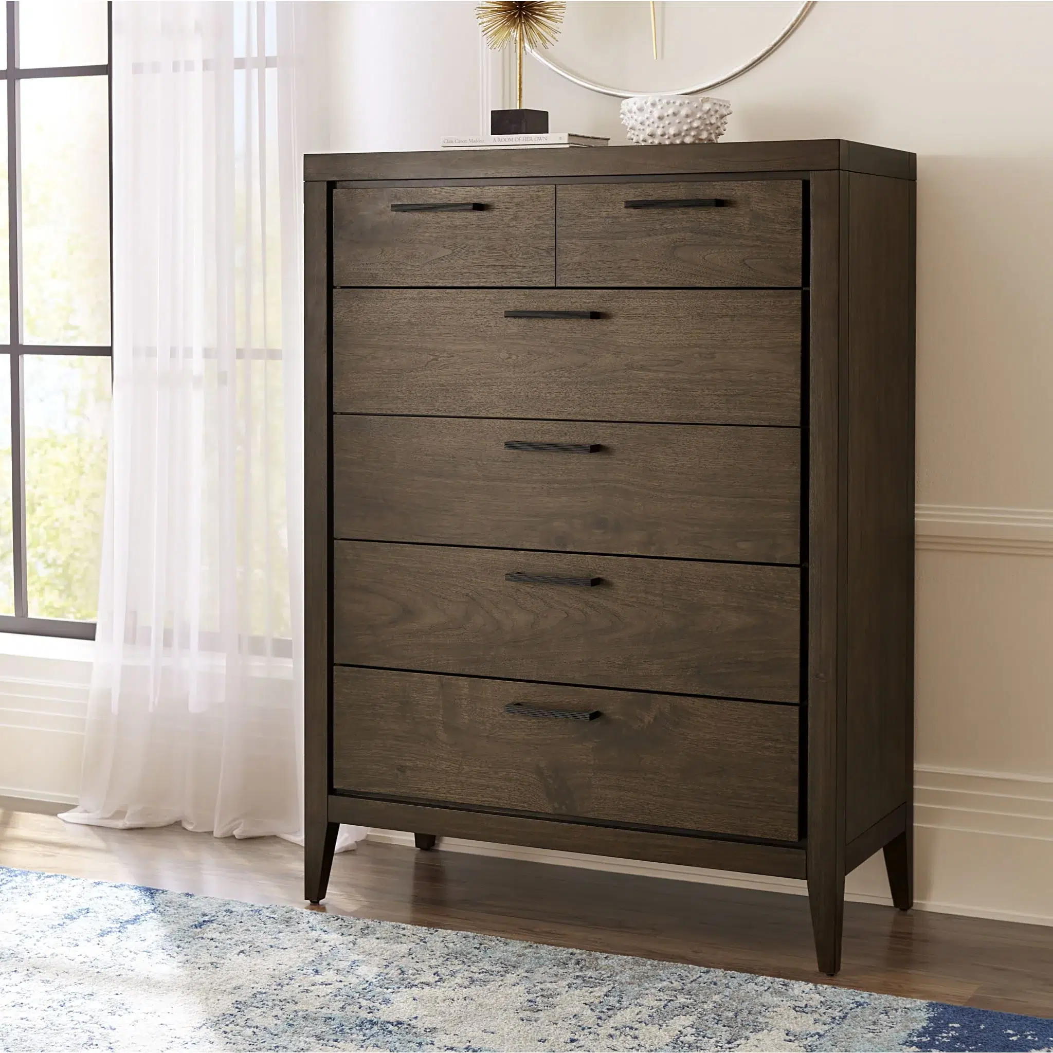 Boracay Five Drawer Solid Walnut Wood Chest
