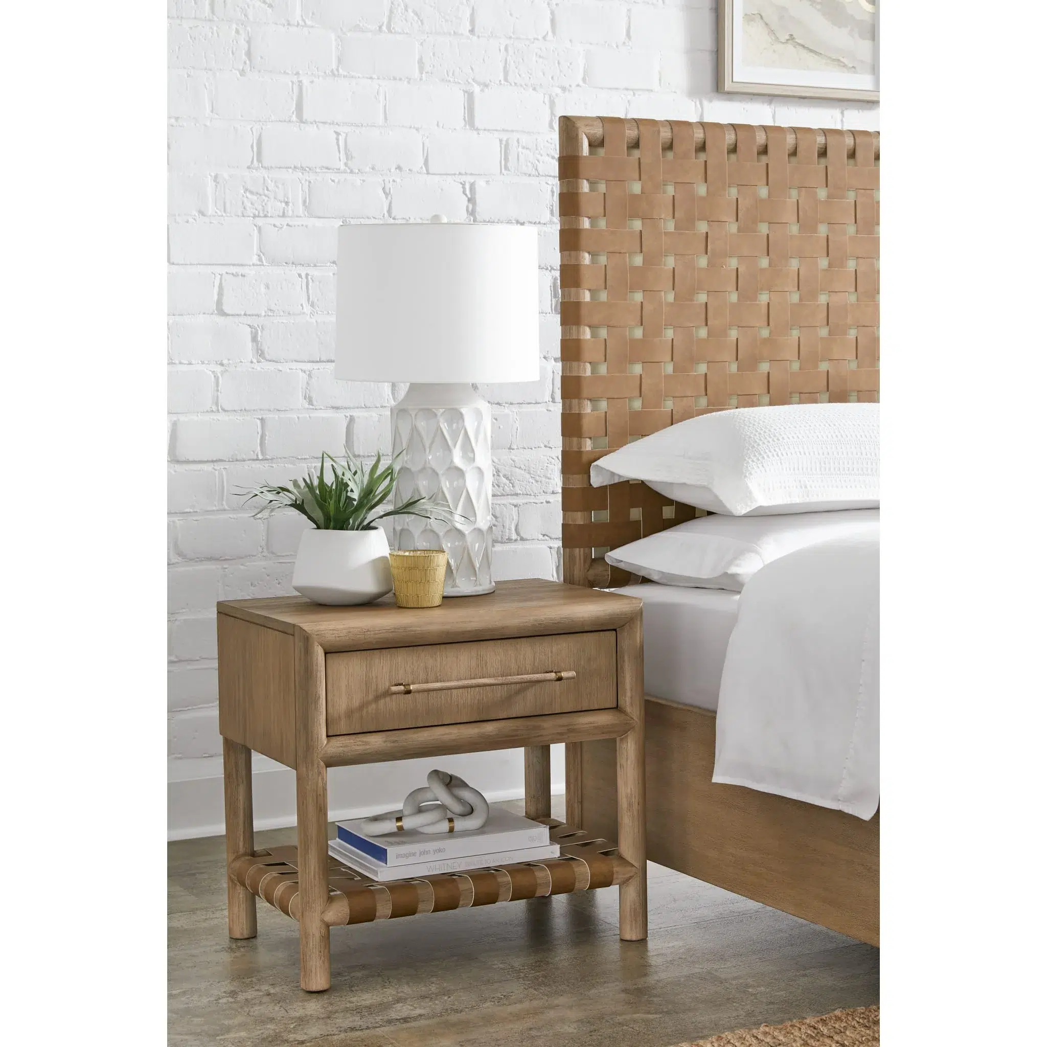 Dorsey One Drawer USB Charging Light Wood Nightstand