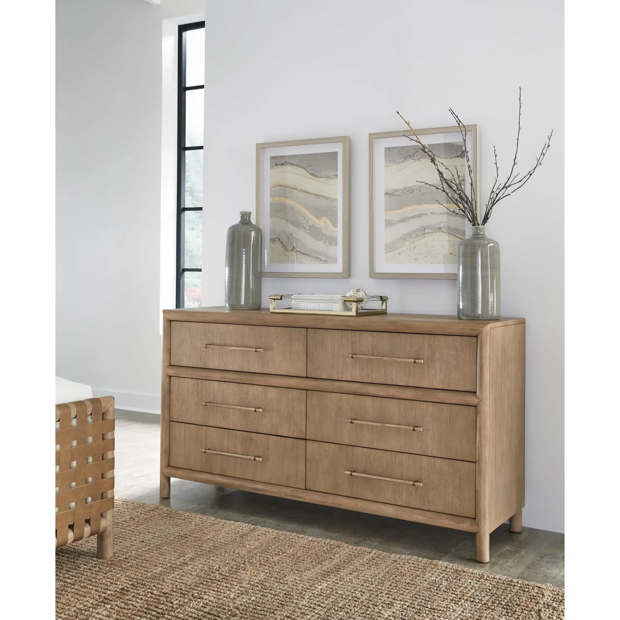 Dorsey Six Drawer Light Wood Dresser
