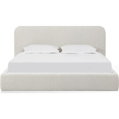 Elora Upholstered Platform Bed in Off White Chenille Queen / King