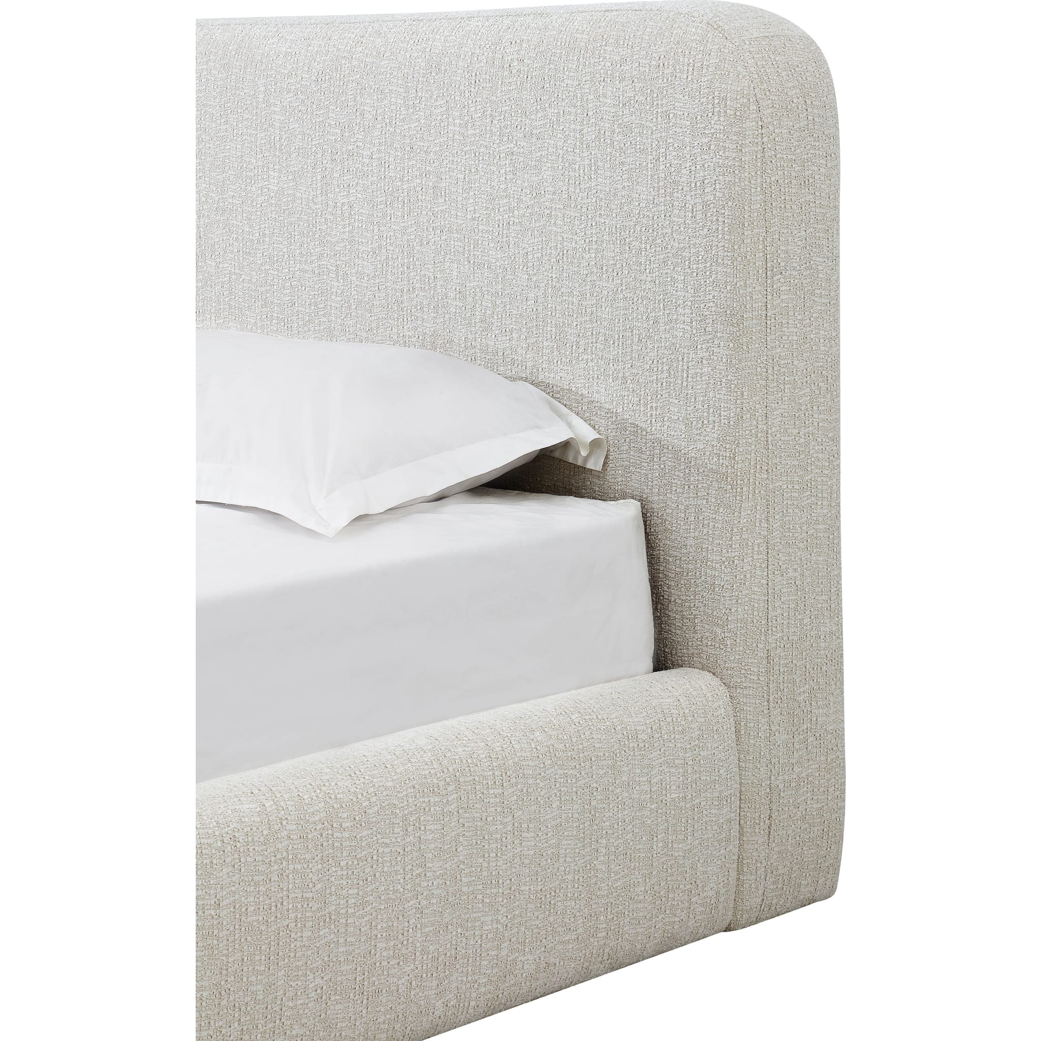 Elora Upholstered Platform Bed in Off White Chenille Queen / King - Image 3