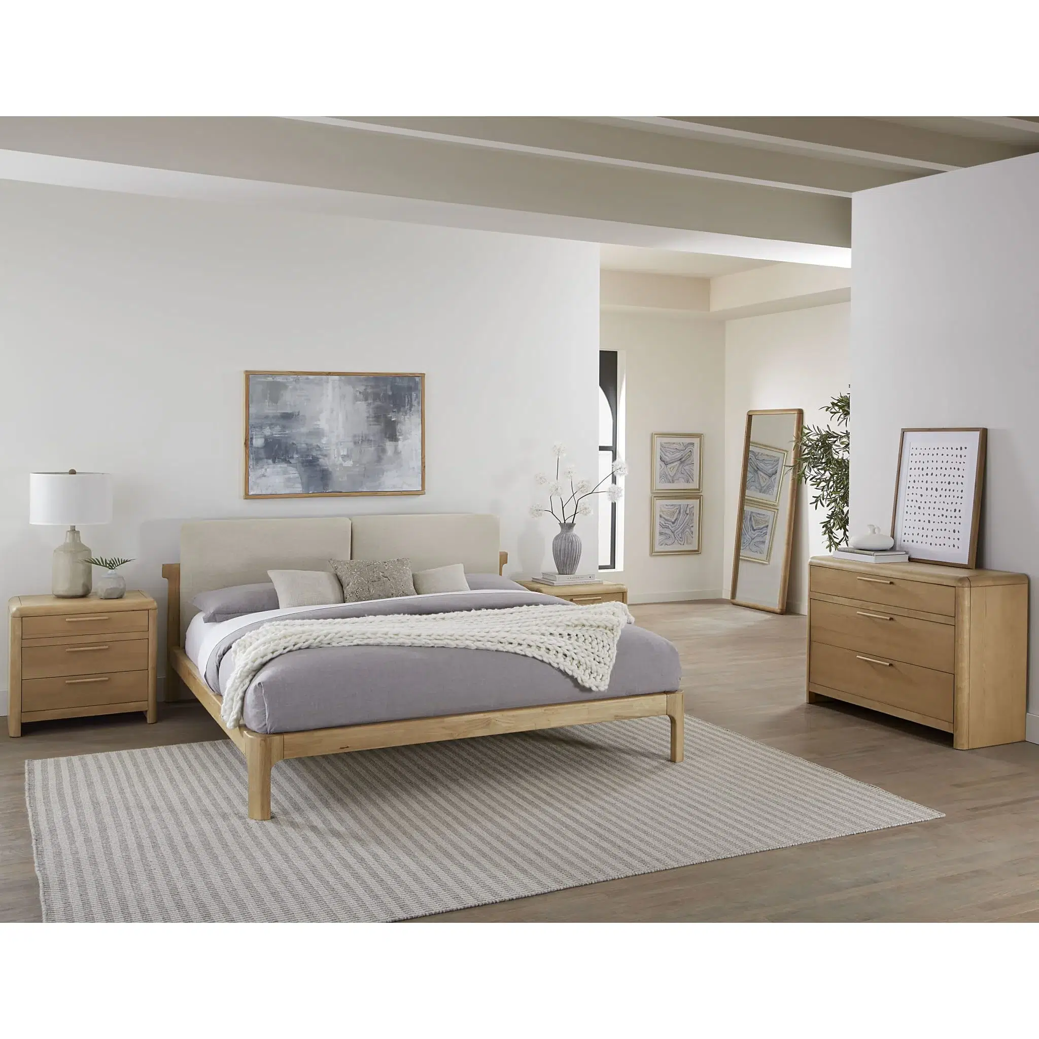 Furano Three Drawer Ash Wood Nightstand - Image 4