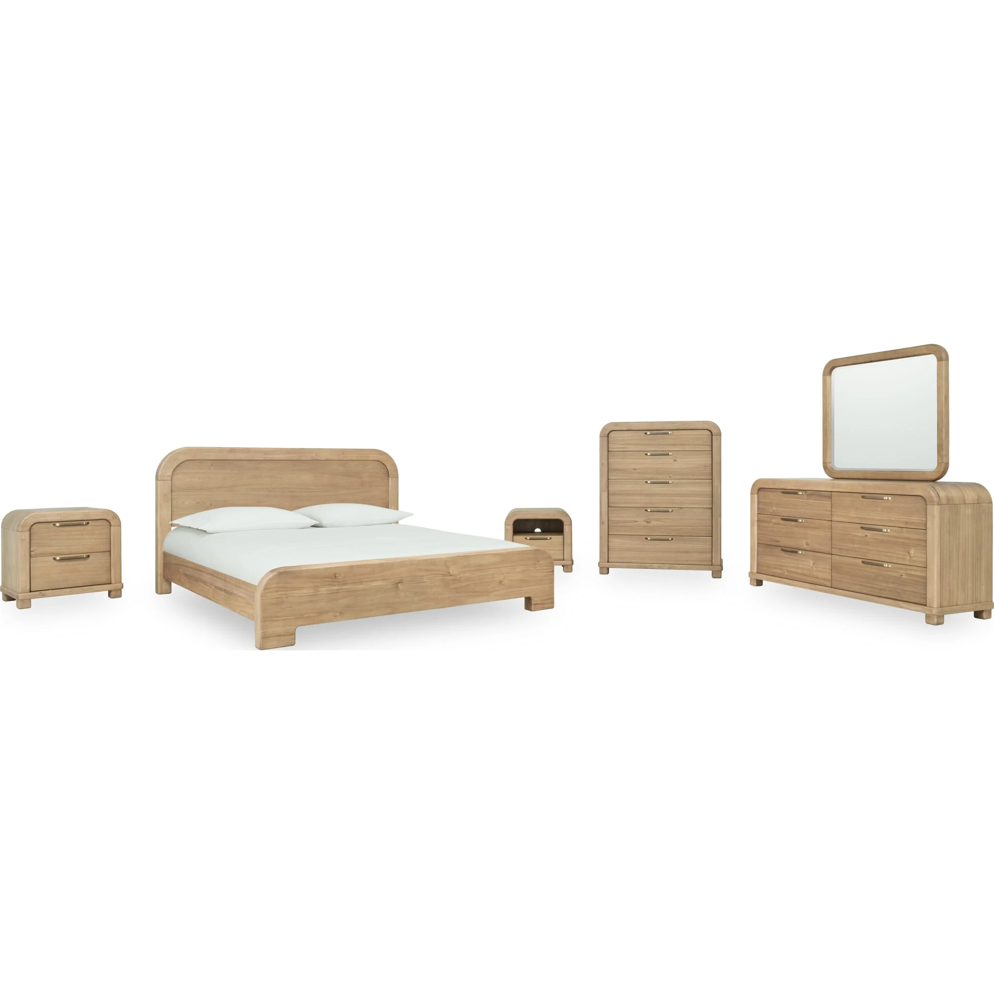 Kione Acacia Rounded Wood Platform Bed - Image 10