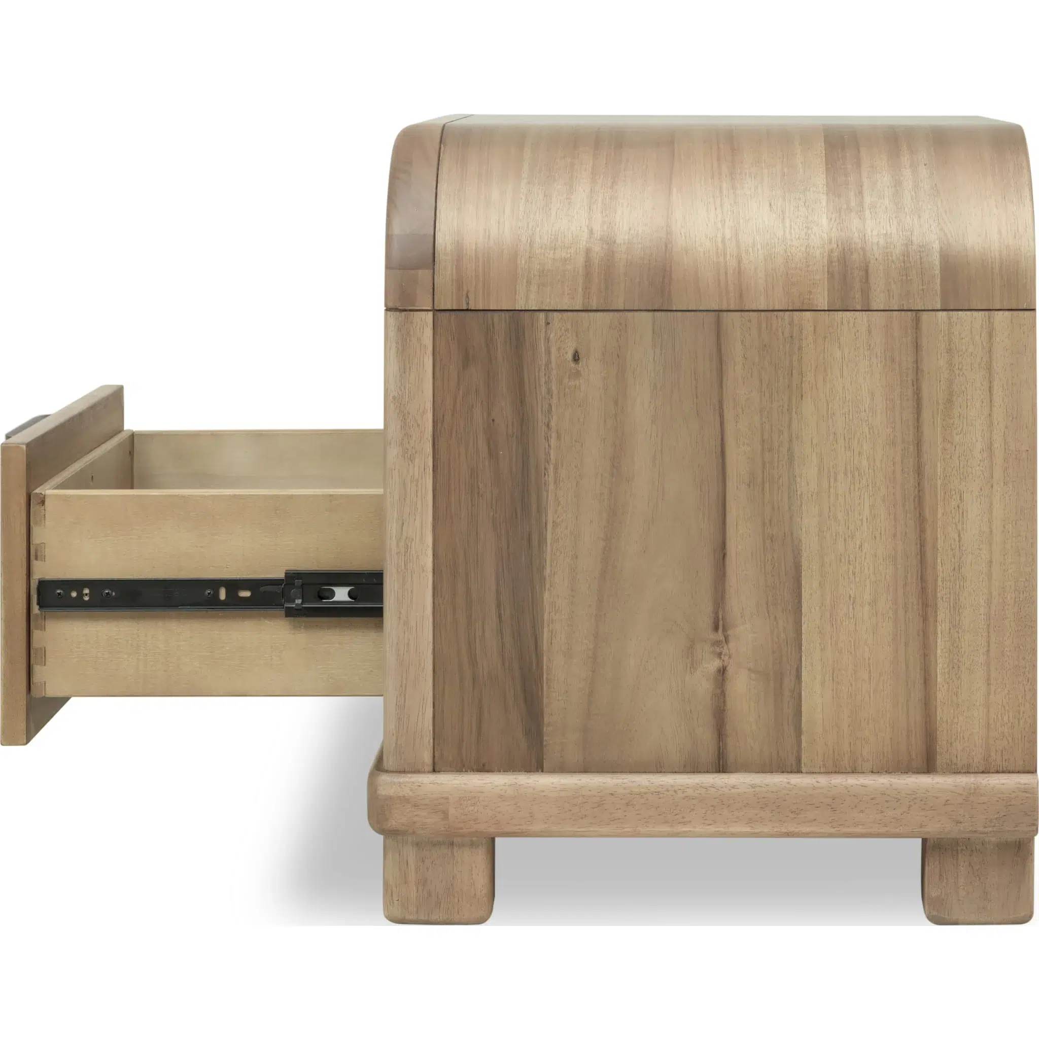 Kione Rounded Wood Nightstand with Brass Handles - Image 3