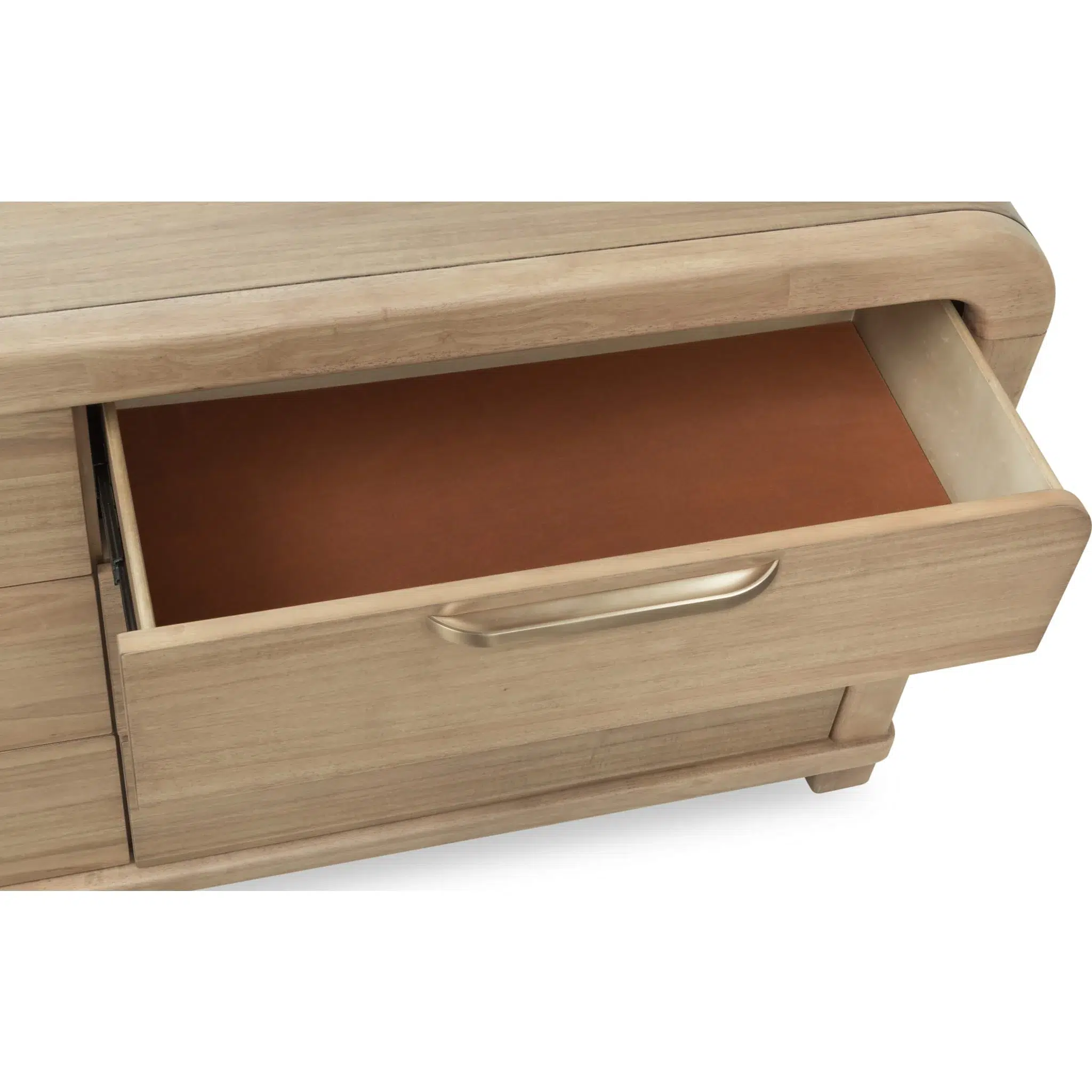 Kione Rounded Wood Dresser with Brass Handles - Image 4