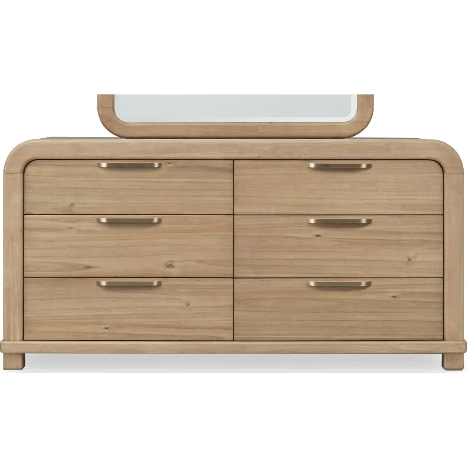 Kione Rounded Wood Dresser with Brass Handles