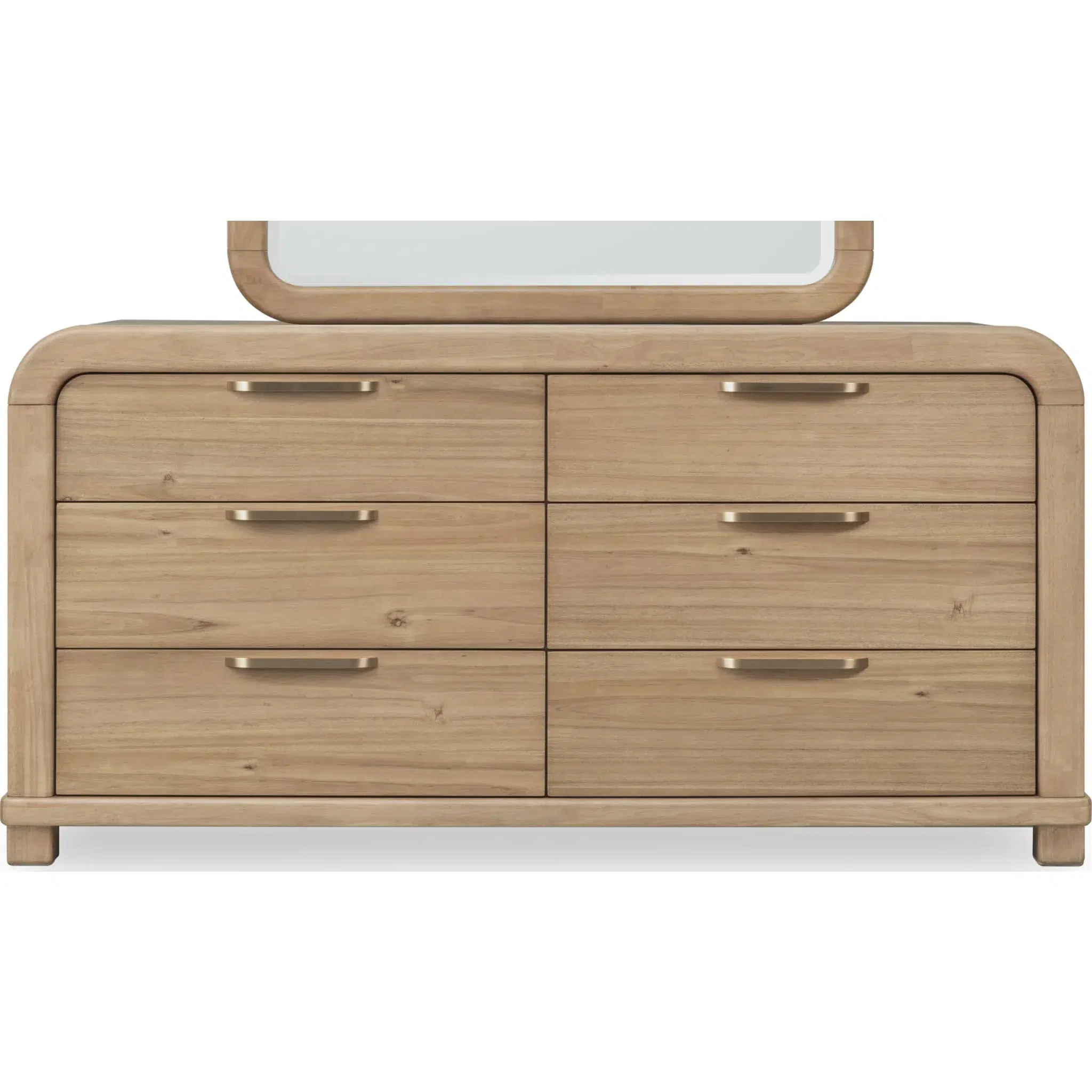 Kione Rounded Wood Dresser with Brass Handles