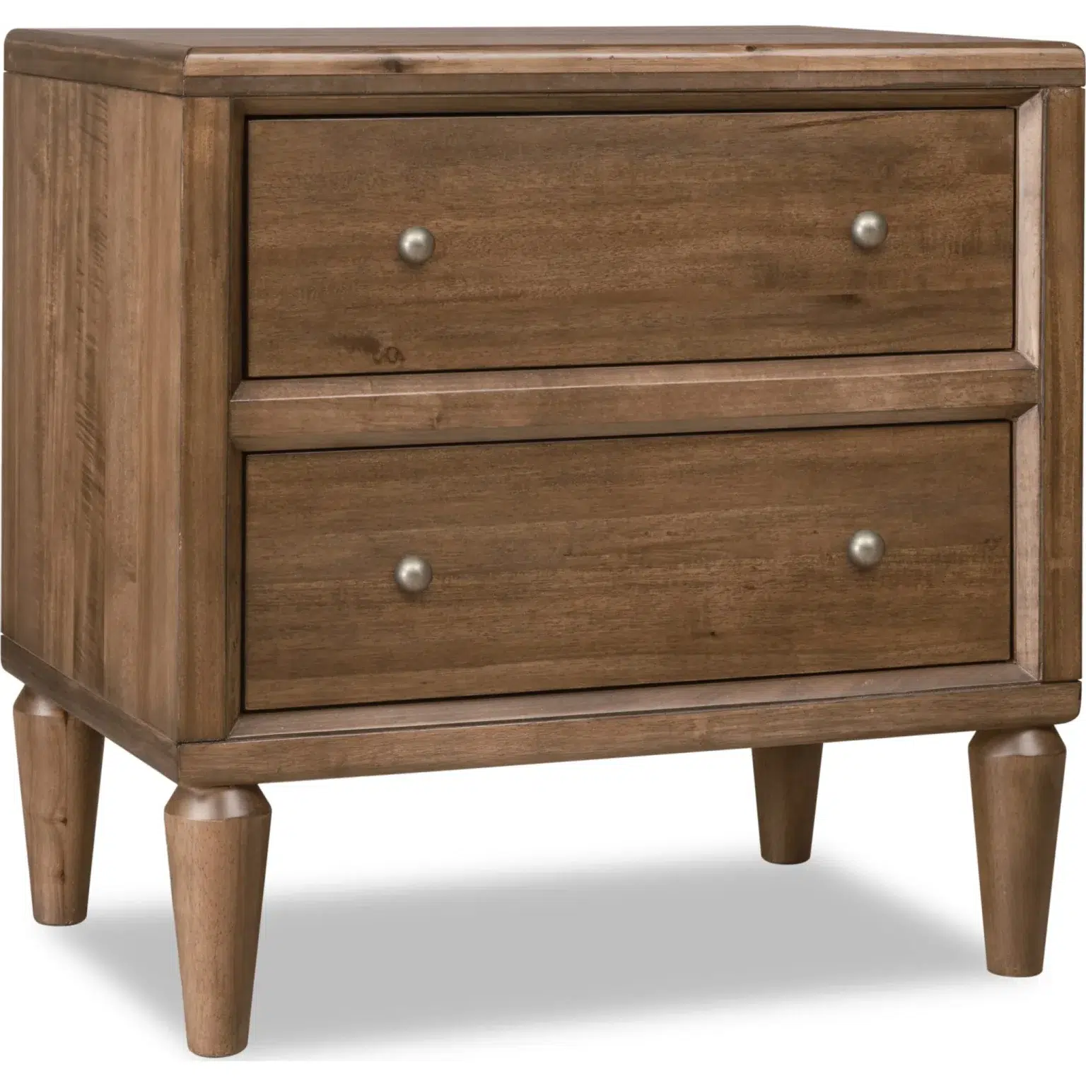 Langley 2 Drawer Natural Wood Nightstand