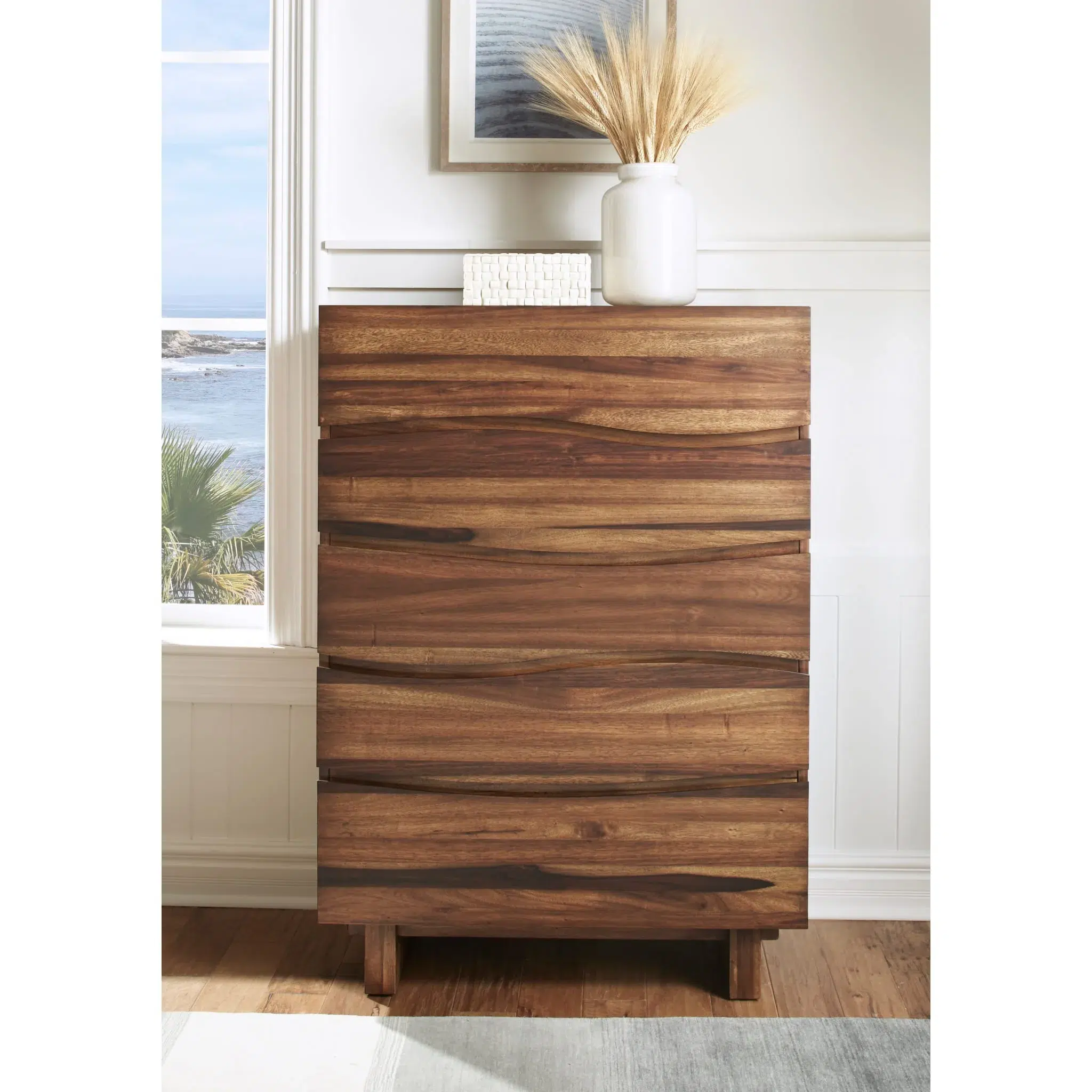 Ocean Natural Wood chest Wave Pattern