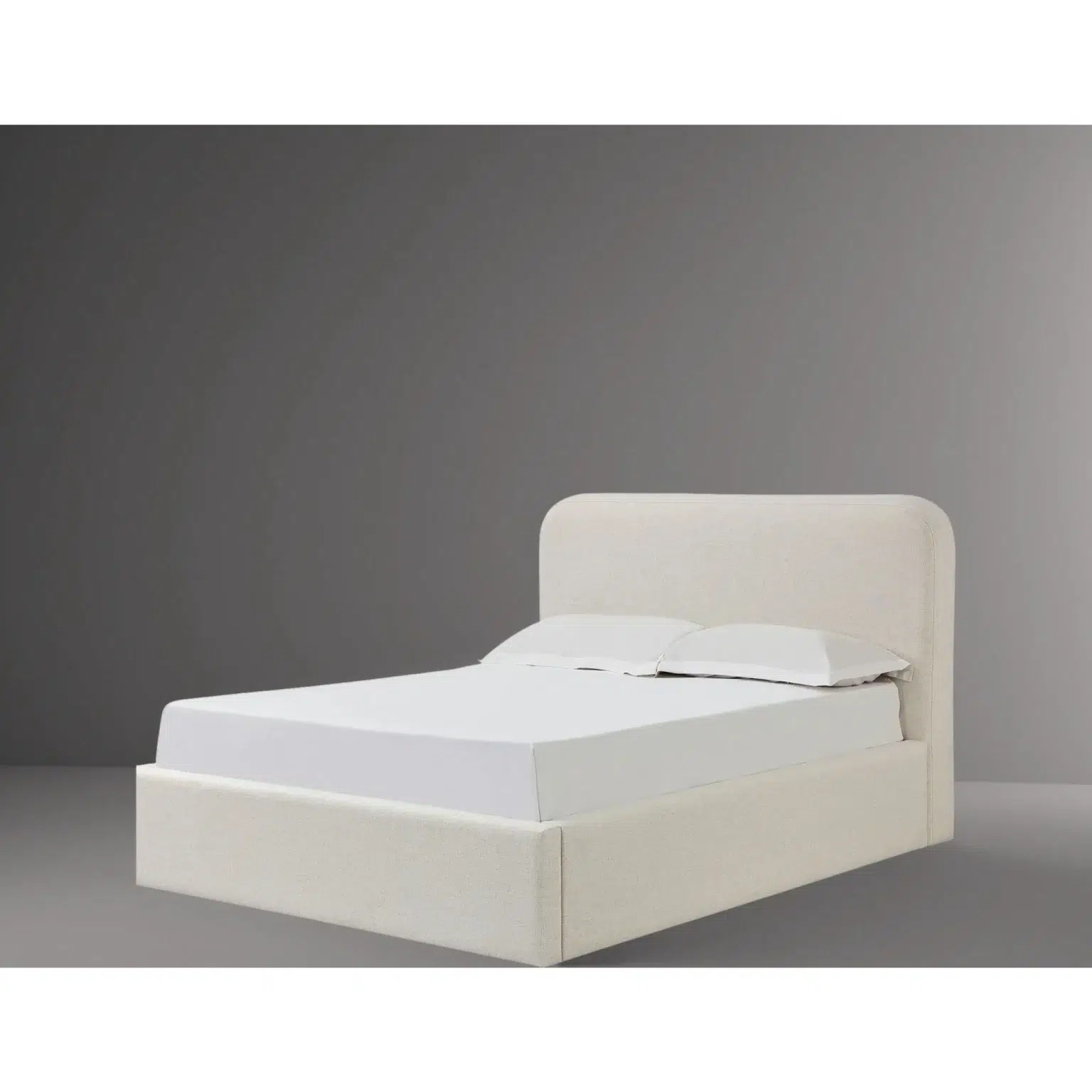 Virgil Off-White Linen Platform Bed