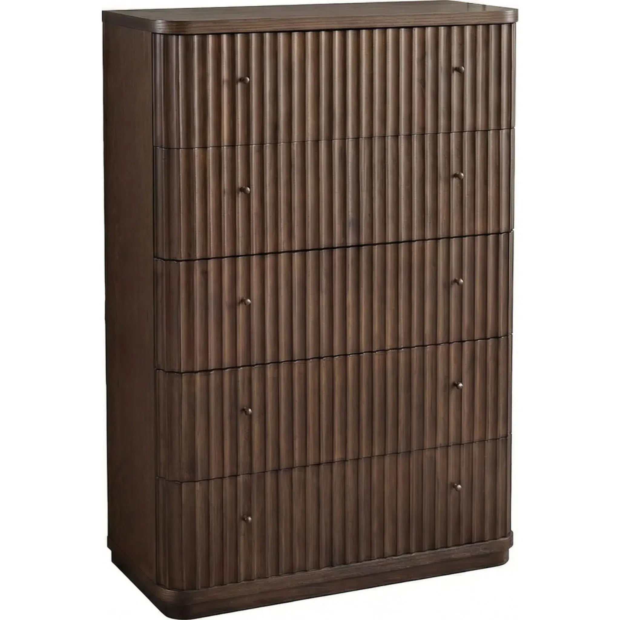 Penny Fluted Brown Dark Wood Chest - Image 2