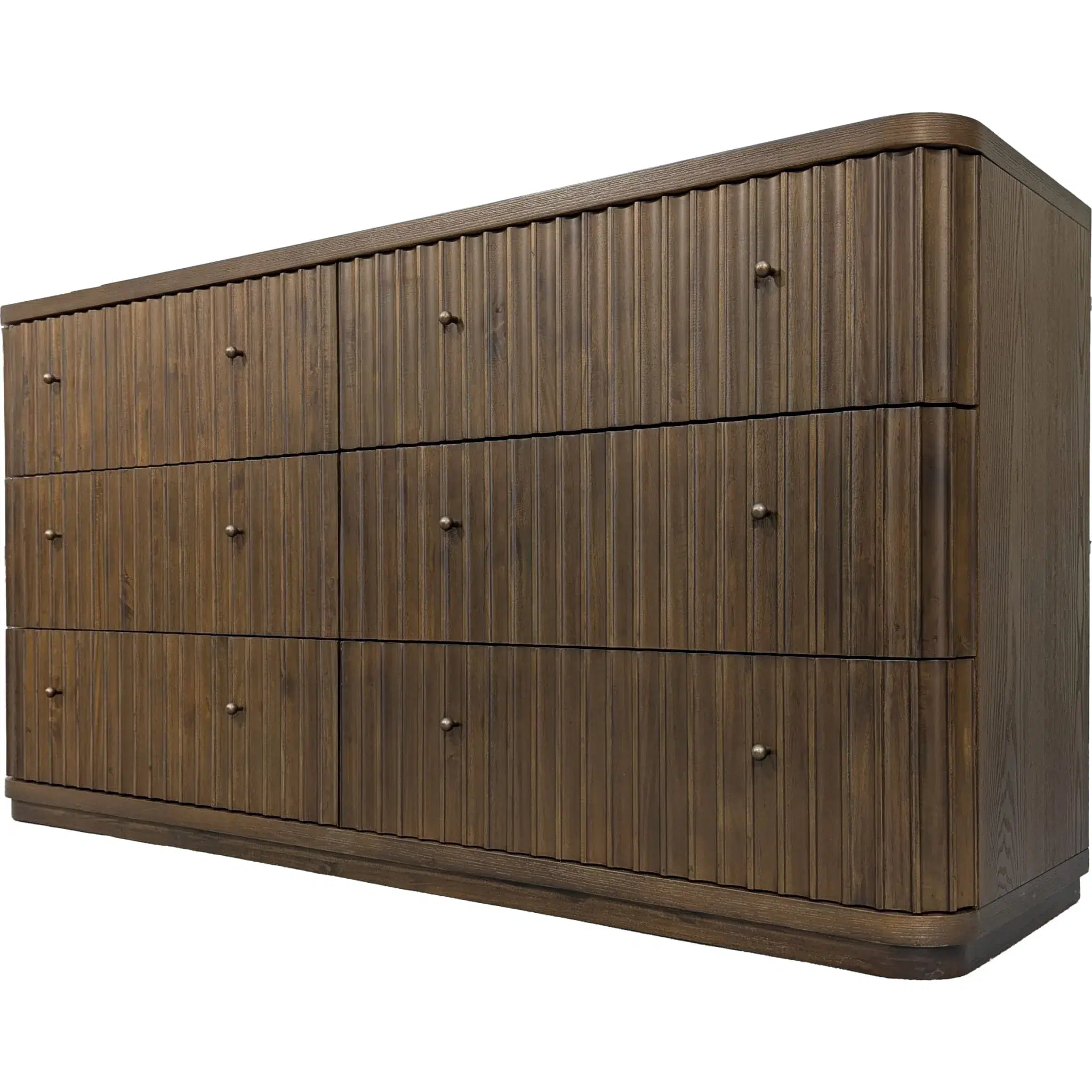 Penny Fluted Brown Dark Wood Dresser - Image 2