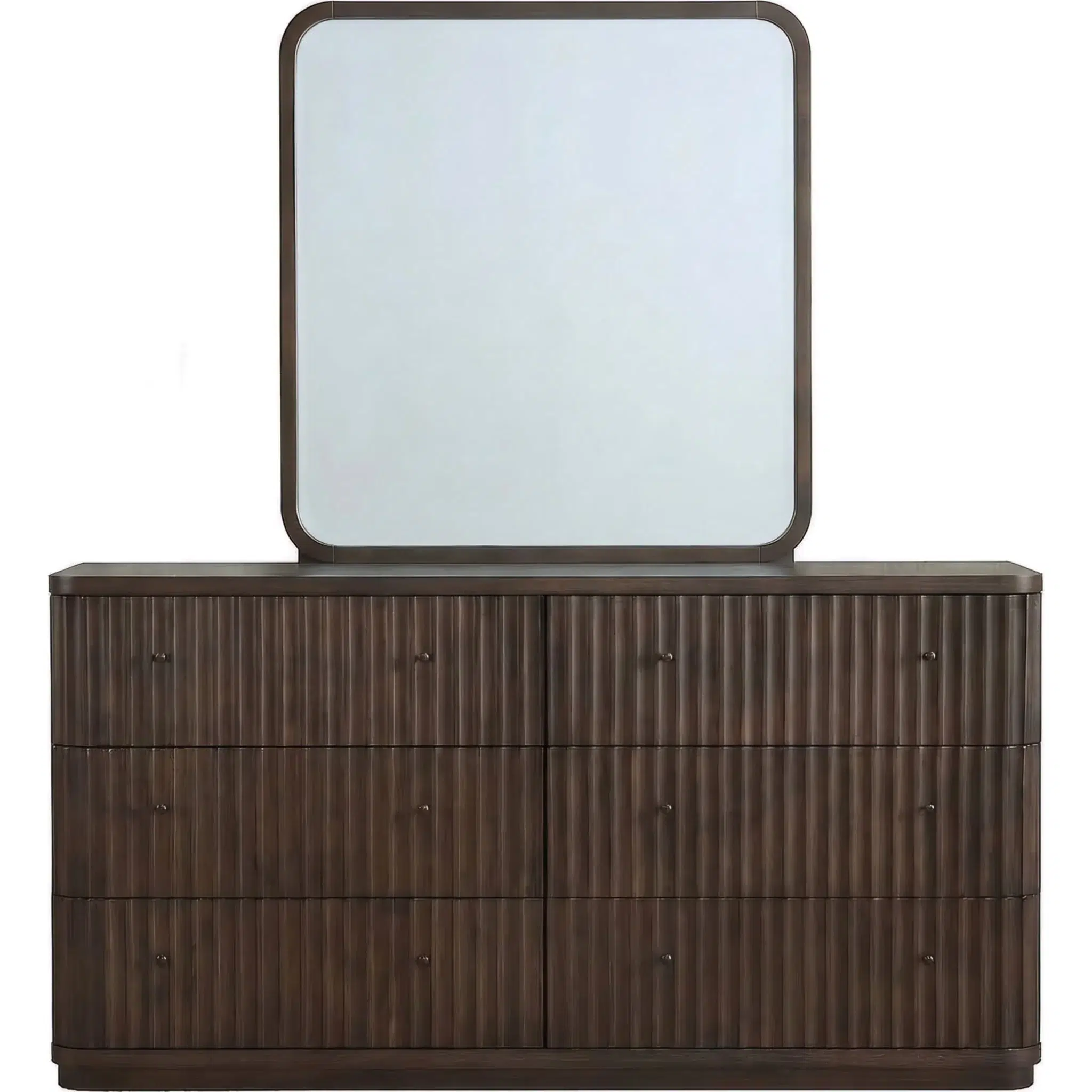 Penny Fluted Brown Dark Wood Dresser - Image 6