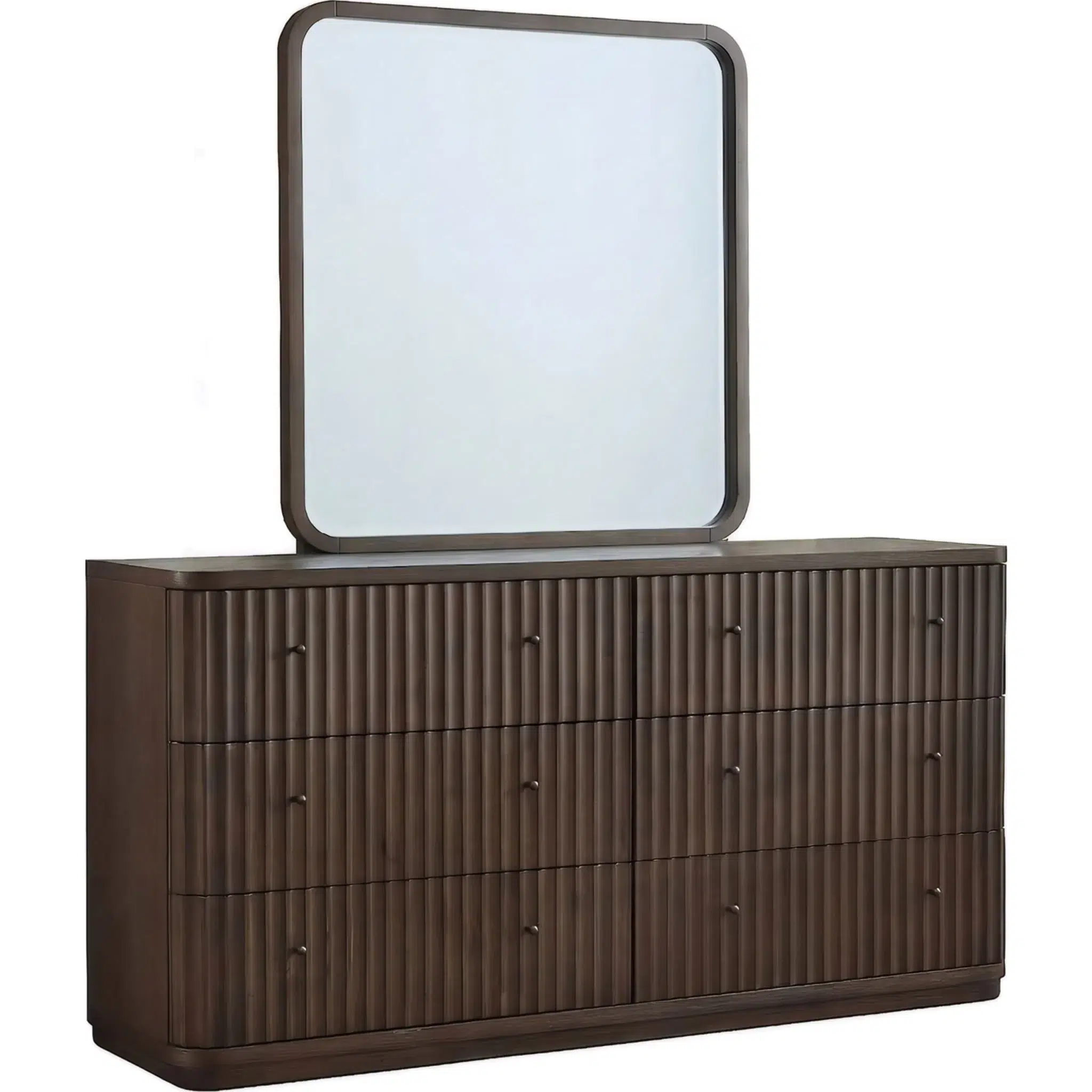 Penny Fluted Brown Dark Wood Dresser - Image 7