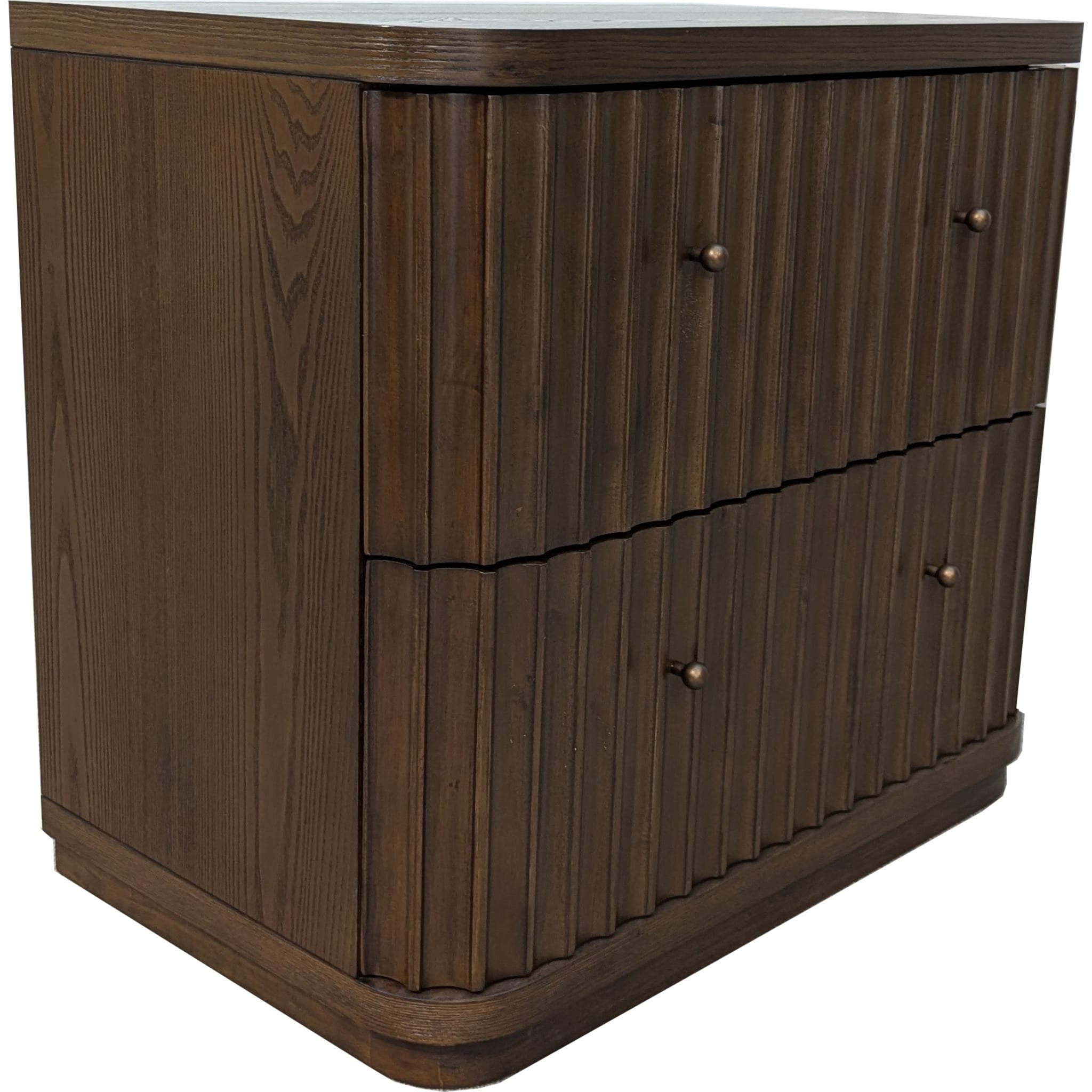 Penny Fluted Brown Dark Wood Nightstand - Image 2