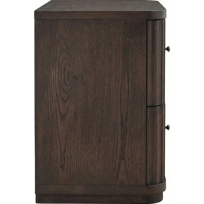 Penny Fluted Brown Dark Wood Nightstand - Image 4
