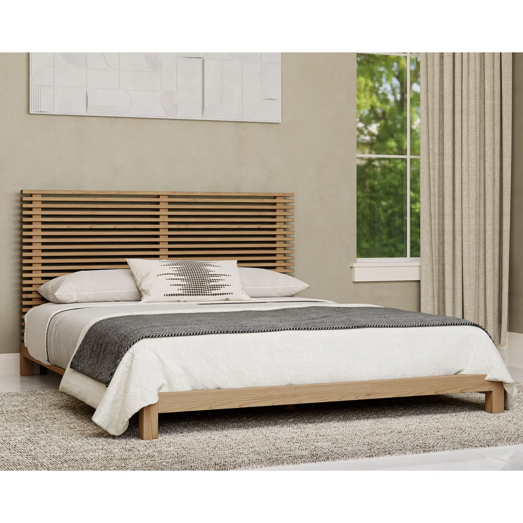 Tanner Scandinavian Light Wood Bed Platform Bed