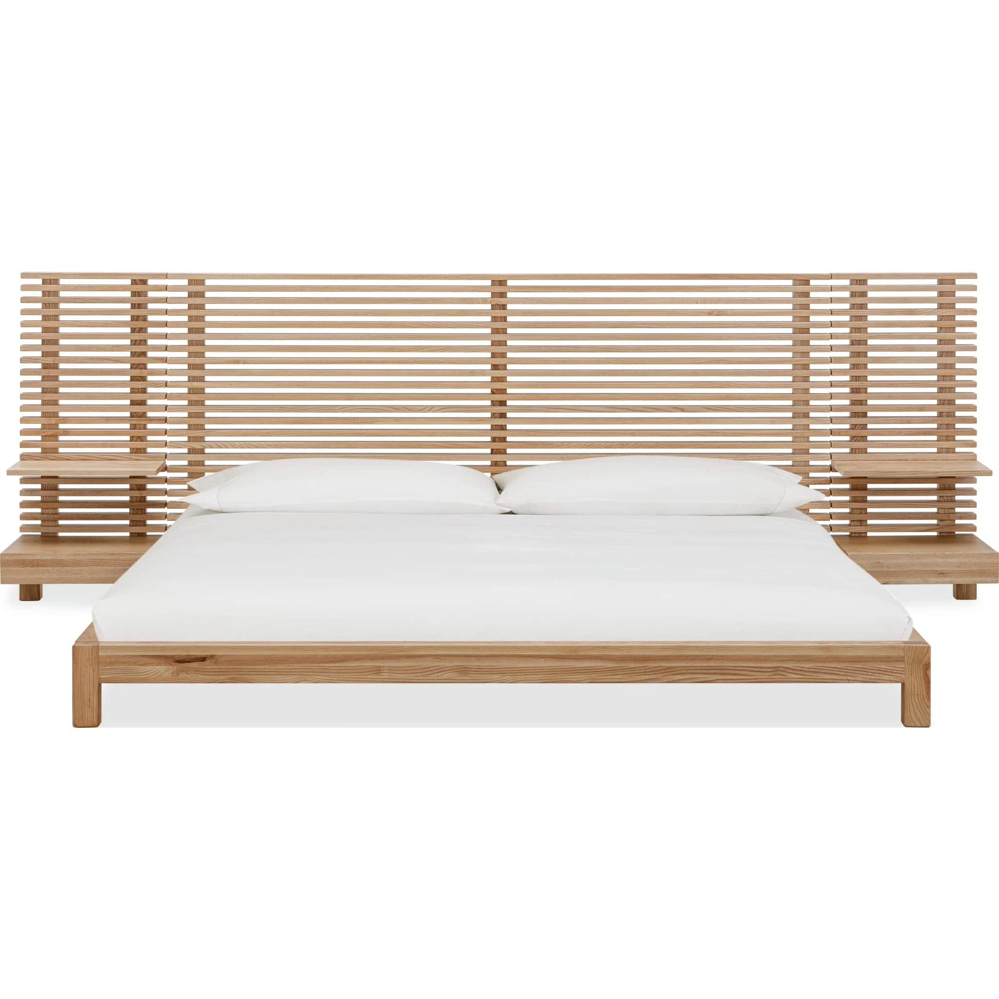 Tanner Scandinavian Light Wood Wall Bed with Integrated Nightstands - Image 2