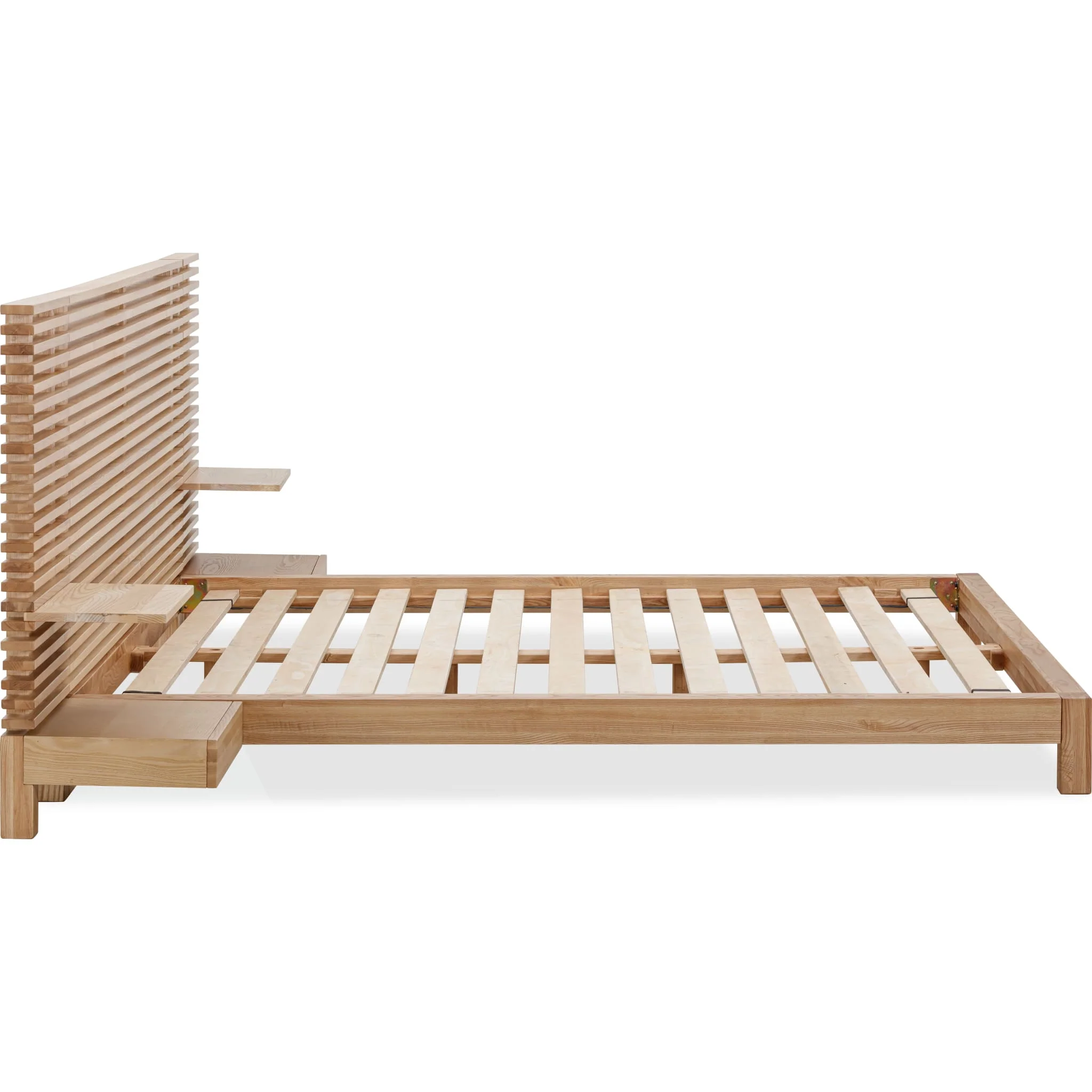 Tanner Scandinavian Light Wood Wall Bed with Integrated Nightstands - Image 6